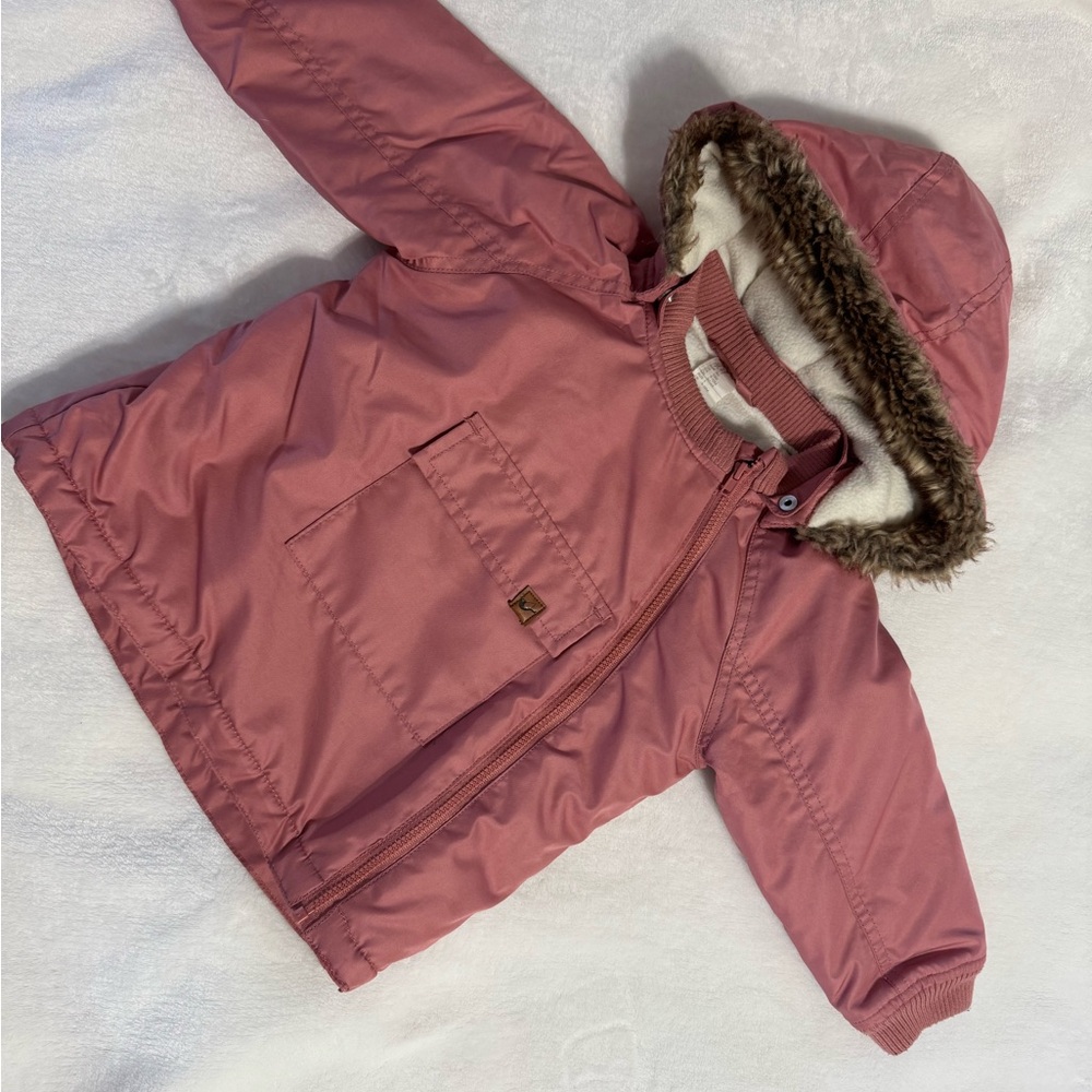 H&M Pink Jacket with Faux Fur Hood